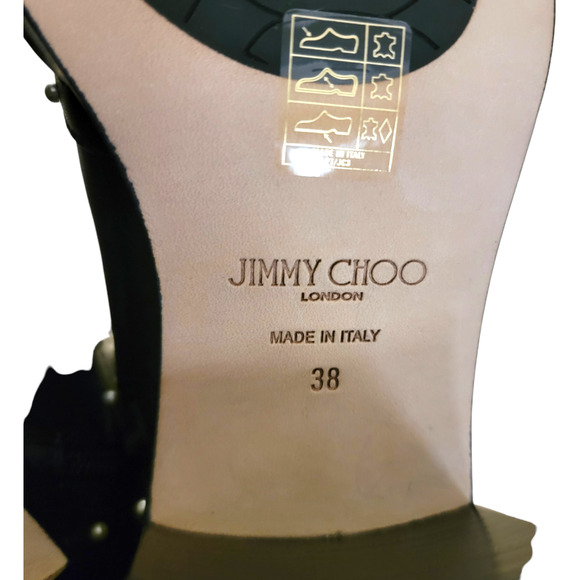 Jimmy Choo Hanah 65 Black Leather Pearl Studded Lace-Up Combat Boots 38 / US 8 - Picture 11 of 11